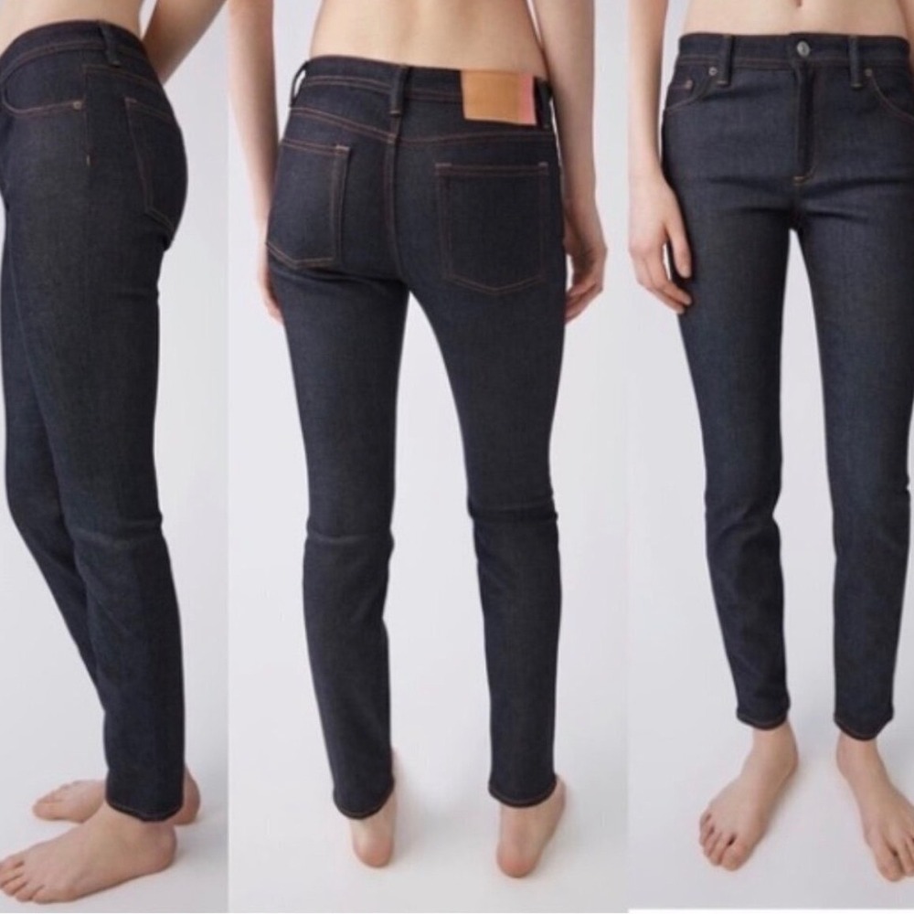 Acne Studios Climb Indigo Slim Tapered Stretch Denim Skinny Jeans Dark 28x30